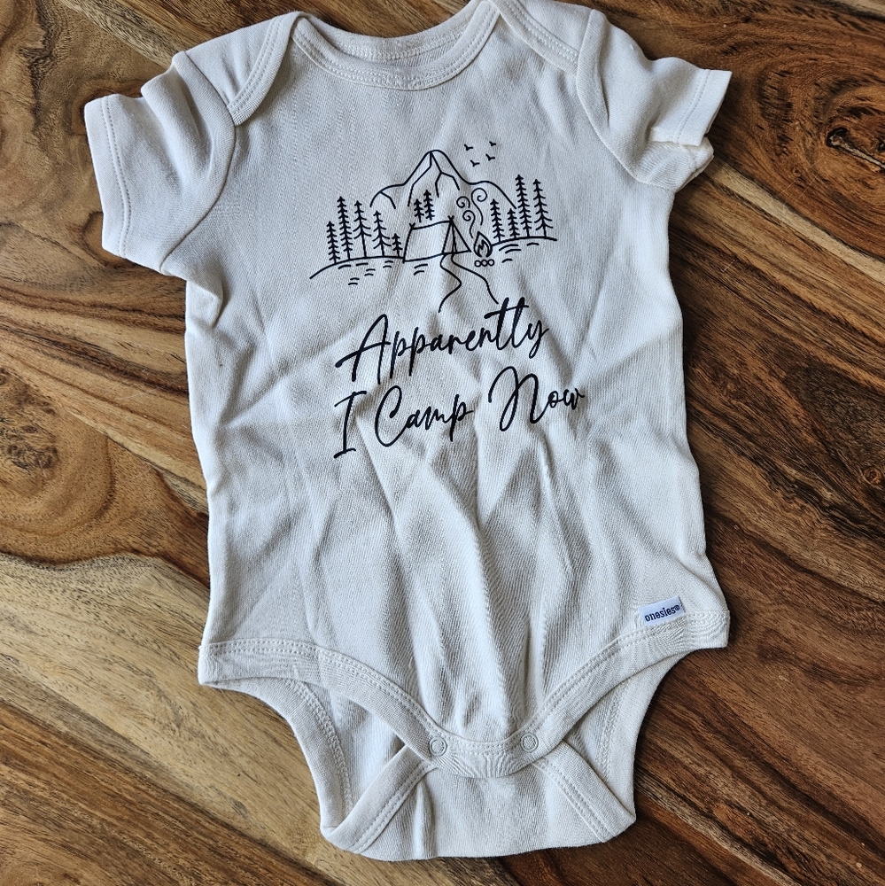 Gerber Cream Bodysuit - 'Apparently I Camp Now'